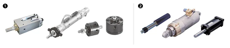 ①ミニ油圧シリンダ〈標準品〉、②医療機器用油圧シリンダ