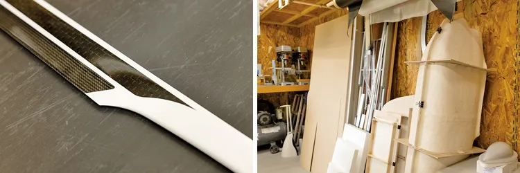 本社内の作業場にはドローン試作用のパーツが並ぶ