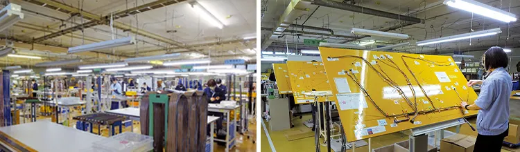 工程ごとに整然と区画された工場内