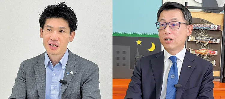 （左）小野晃弘顧問税理士、（右）西川源徳社長