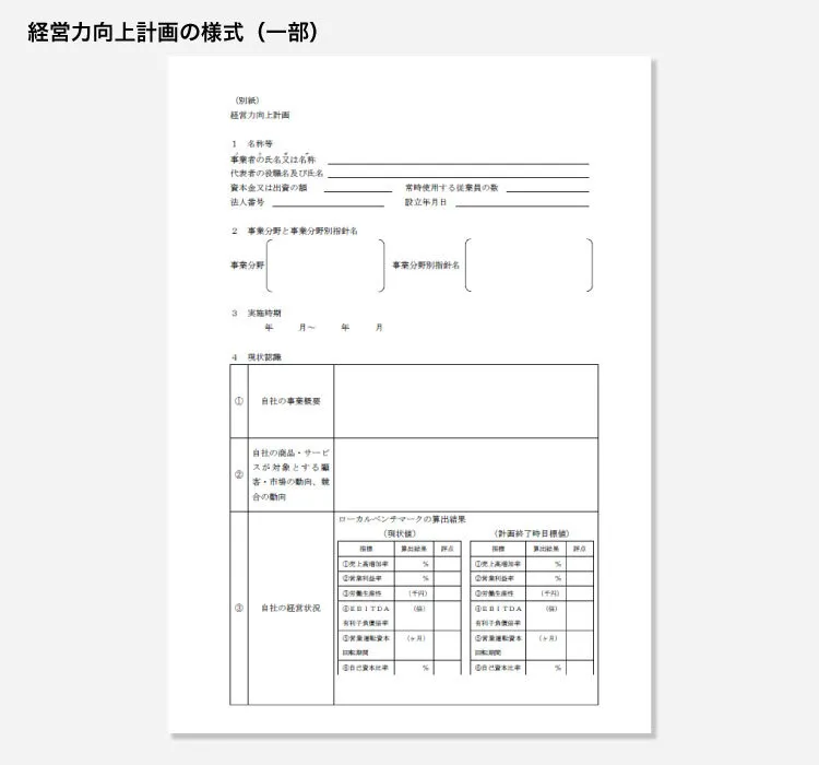 経営力向上計画の様式（一部）